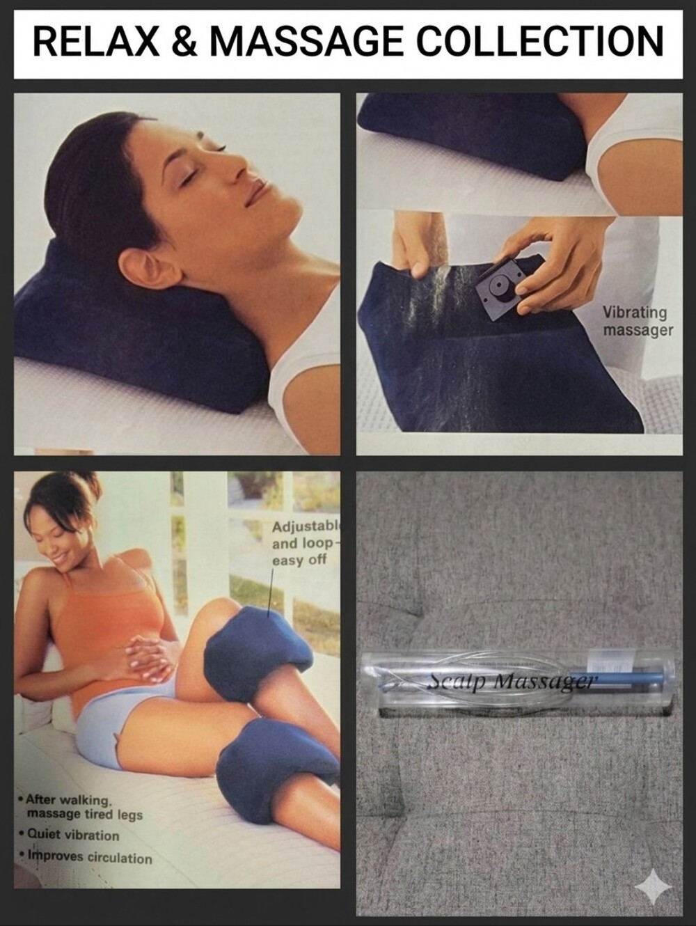 VTG Avon Accupressure Massaging Relief Pillow & Leg Massager Set/Scalp Massager